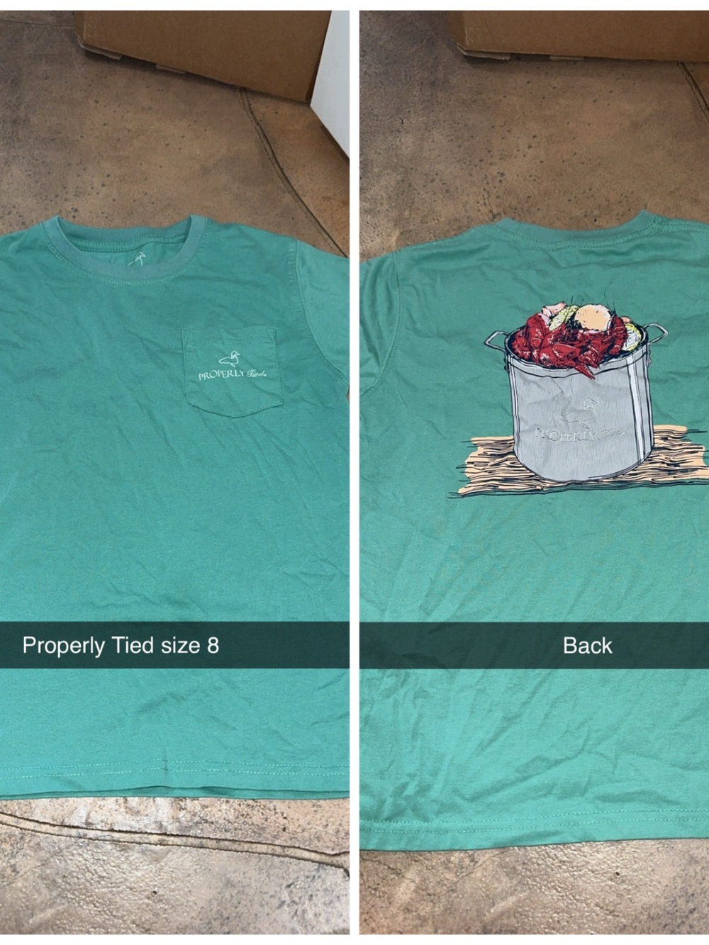 Properly Tied Kids' Short Sleeve Pocket Tee in Teal with Back Graphic